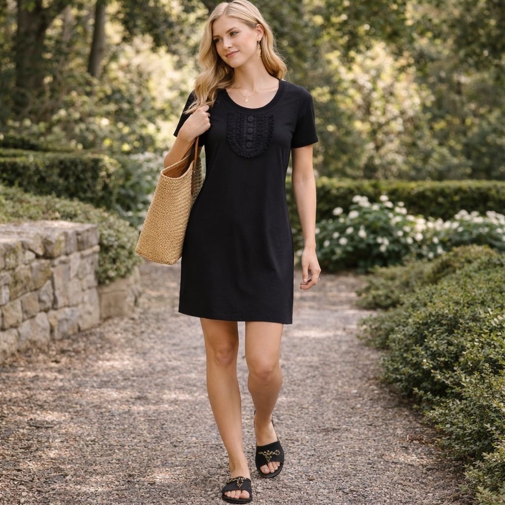 SEE by CHLOE Sheath Dress Size 2 Black Embellished Mini Stretch Pullover Cotton